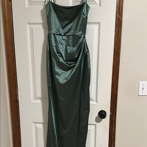 Elegant Green Satin Dress